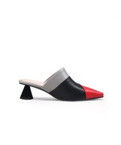 Jady Rose JadyRose | Contrast Color Triangular-Heel Leather Slide Mule S/S 2022