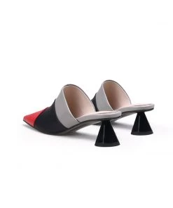 Jady Rose JadyRose | Contrast Color Triangular-Heel Leather Slide Mule S/S 2022