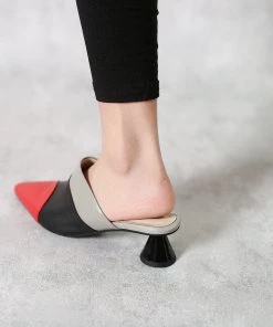 Jady Rose JadyRose | Contrast Color Triangular-Heel Leather Slide Mule S/S 2022