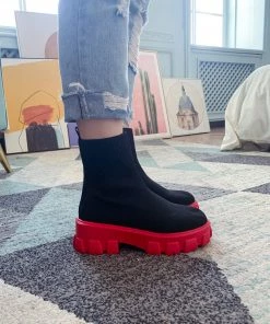 YL New In Shoes En Bloom | Red Ugly Sole Sock Boots