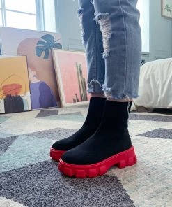 YL New In Shoes En Bloom | Red Ugly Sole Sock Boots