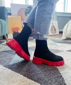 YL New In Shoes En Bloom | Red Ugly Sole Sock Boots