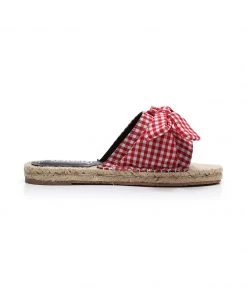 GLF Maibulun | Red Gingham Bow Straw Mat Slippers NEW ARRIVALS