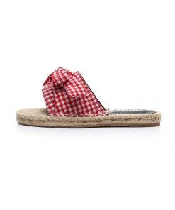 GLF Maibulun | Red Gingham Bow Straw Mat Slippers NEW ARRIVALS