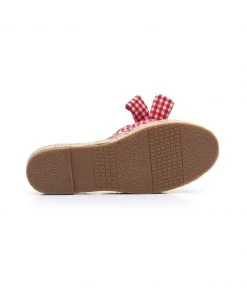 GLF Maibulun | Red Gingham Bow Straw Mat Slippers NEW ARRIVALS