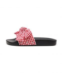 GLF Maibulun | Red Gingham Bow-Detail Slide Sandal