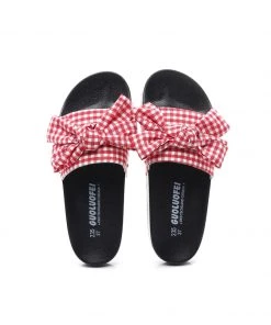 GLF Maibulun | Red Gingham Bow-Detail Slide Sandal