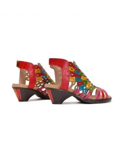 RXD SOFFIA | Genuine Leather Multi Color Cut Out Peacock Low Heel Sandals NEW ARRIVALS
