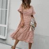 DY SHASTA Gingham Midi Dress - Blush