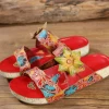 RXD SOFFIA | Applique Red Floral Leather Sandals