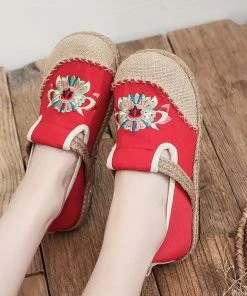 TC Shop Sandals Embroidered Abstract Flower Espadrilles - Cactus Rose