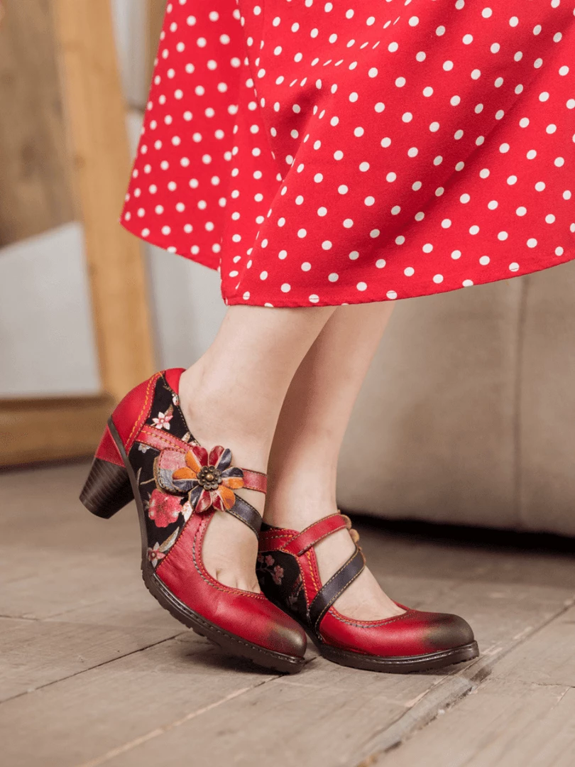 RXD SOFFIA | Crimson Flower Appliqued Leather Mary Jane 1 RXD SOFFIA | Crimson Flower Appliqued Leather Mary Jane