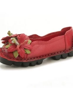 XR Perforated Flower Deco Head Leather Flats Loafers - Rumour Has It Shop Loafer
