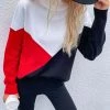 MY Smaibulun | DULCIE Red Color Block Turtleneck Knit Sweater