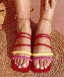 HT En Bloom | REVERE WOVEN SLIDES RED NEW ARRIVALS