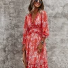 DY ZARNISH MIDI DRESS - RED PRINT New In Clothing
