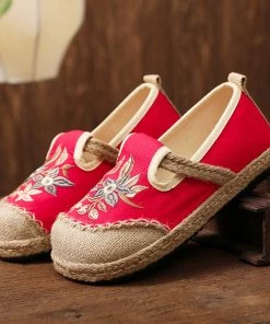 TC Blossom Vines Embroidered Strap Espadrilles - Cactus Rose