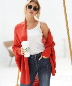 MY Smaibulun | Red Batwing Easy On Cardigan New In Clothing