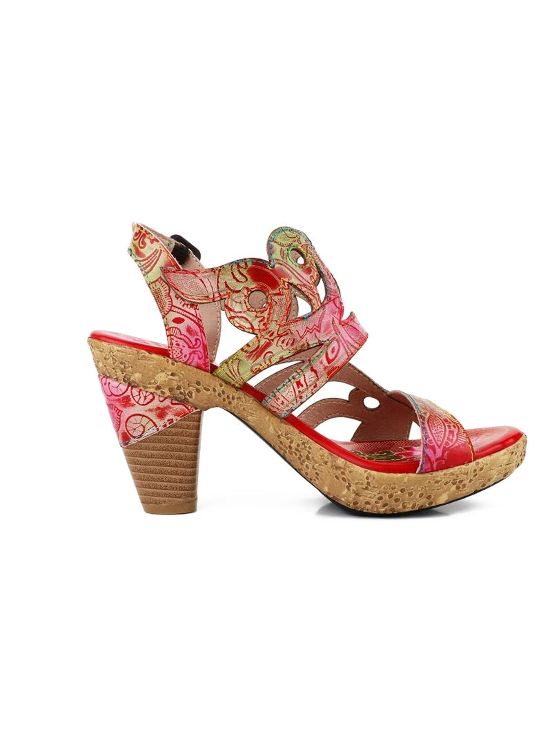 RXD New In Shoes SOFFIA | Genuine Leather Floral Embossed Cut Out Sandals - Red 2 RXD New In Shoes SOFFIA | Genuine Leather Floral Embossed Cut Out Sandals - Red
