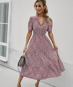 DY CLAUDIA MIDI DRESS - RED PRINT NEW ARRIVALS