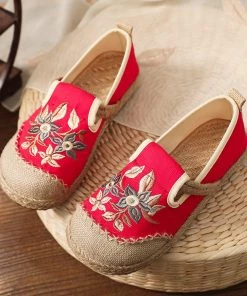 TC Blossom Vines Embroidered Strap Espadrilles - Cactus Rose