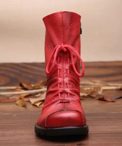 XR Rumour Has It | Lace-Up Ruched Leather Ankle Boots