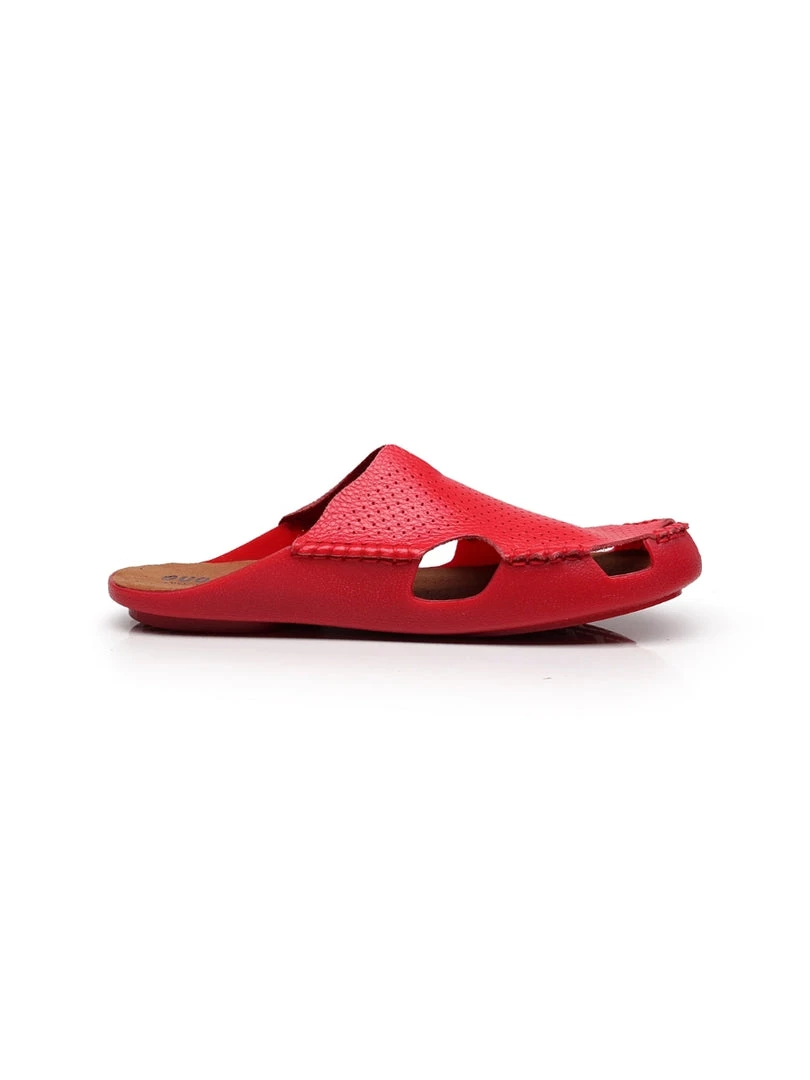 GLF Maibulun | Perforated Cut-Out Genuine Leather Mule - Red 2 GLF Maibulun | Perforated Cut-Out Genuine Leather Mule - Red
