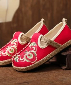 TC Shop Sandals Totem Abstract Embroidered Round Toe Espadrilles Loafers- Cactus Rose 19 TC Shop Sandals Totem Abstract Embroidered Round Toe Espadrilles Loafers- Cactus Rose