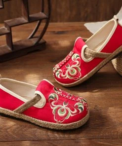 TC Shop Sandals Totem Abstract Embroidered Round Toe Espadrilles Loafers- Cactus Rose 22 TC Shop Sandals Totem Abstract Embroidered Round Toe Espadrilles Loafers- Cactus Rose