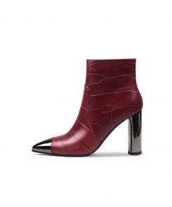Jady Rose JadyRose | Red Amalee Croc-Embossed Leather Bootie 8 Jady Rose JadyRose | Red Amalee Croc-Embossed Leather Bootie