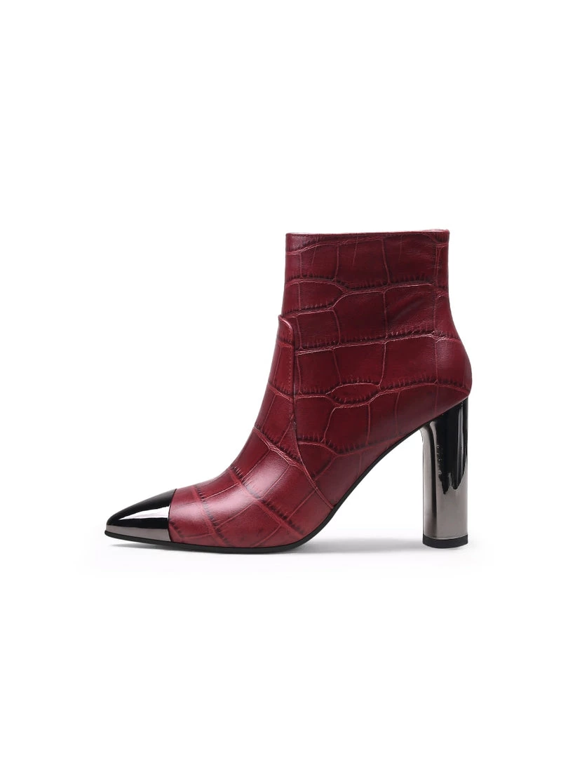 Jady Rose JadyRose | Red Amalee Croc-Embossed Leather Bootie 3 Jady Rose JadyRose | Red Amalee Croc-Embossed Leather Bootie