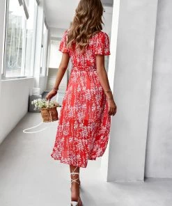 DY BABYLONIA MIDI DRESS - RED PRINT NEW ARRIVALS