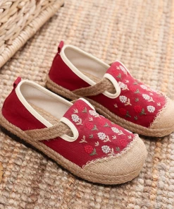TC Cactus Rose | Berry Blossom Embroidered Linen Espadrille - Red 8 TC Cactus Rose | Berry Blossom Embroidered Linen Espadrille - Red