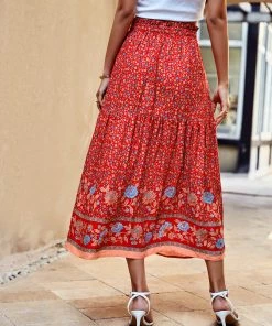 DY ARGIE MAXI SKIRT - RED PRINT New In Clothing