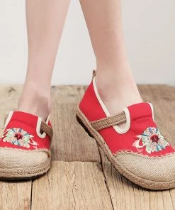 TC Shop Sandals Embroidered Abstract Flower Espadrilles - Cactus Rose