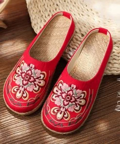 TC S/S 2022 Flower Abstract Embroidered Mules - Cactus Rose