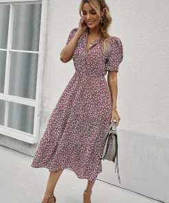 DY CLAUDIA MIDI DRESS - RED PRINT NEW ARRIVALS