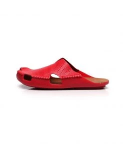 GLF Maibulun | Perforated Cut-Out Genuine Leather Mule - Red 9 GLF Maibulun | Perforated Cut-Out Genuine Leather Mule - Red