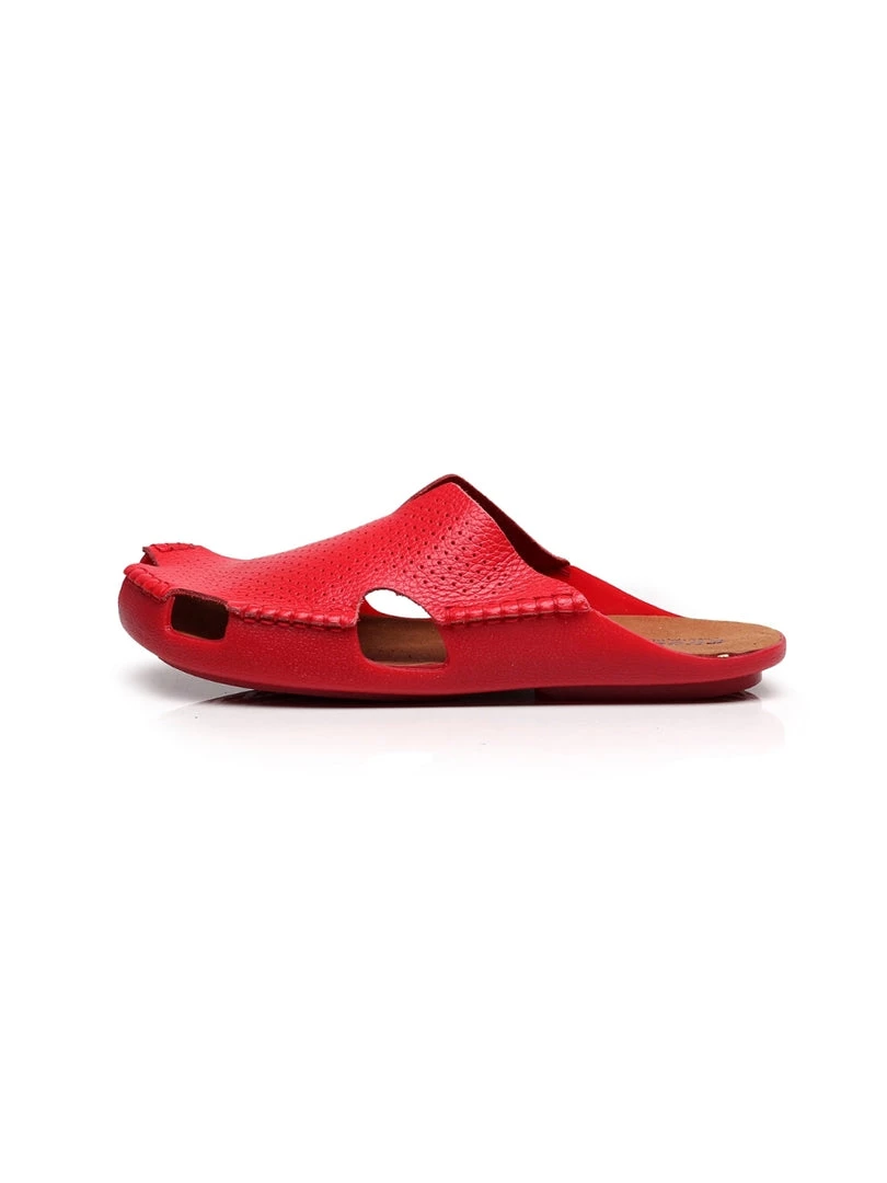 GLF Maibulun | Perforated Cut-Out Genuine Leather Mule - Red 3 GLF Maibulun | Perforated Cut-Out Genuine Leather Mule - Red