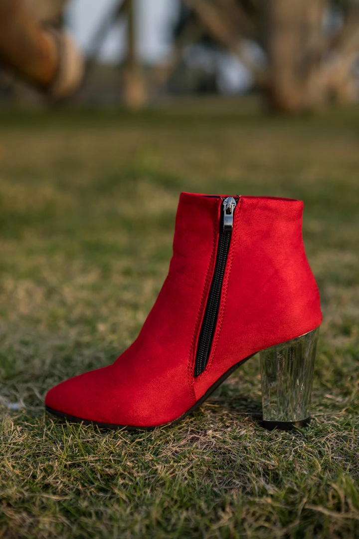 HYHE EN BLOOM | Red Mirror Heel Suede Ankle Boots NEW ARRIVALS 7 HYHE EN BLOOM | Red Mirror Heel Suede Ankle Boots NEW ARRIVALS
