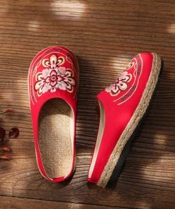 TC S/S 2022 Flower Abstract Embroidered Mules - Cactus Rose