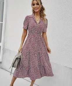 DY CLAUDIA MIDI DRESS - RED PRINT NEW ARRIVALS