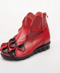 XR Shoes Rumour Has It | Flower Head Accent Sharon Leather Ankle Boots