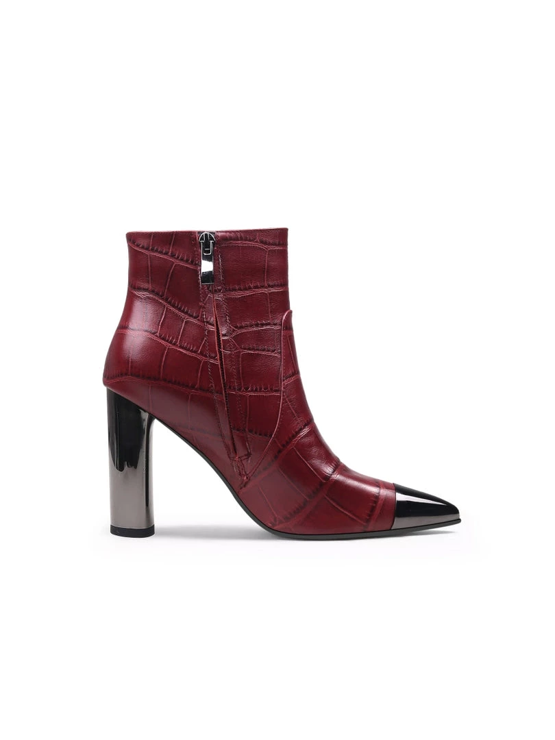 Jady Rose JadyRose | Red Amalee Croc-Embossed Leather Bootie 4 Jady Rose JadyRose | Red Amalee Croc-Embossed Leather Bootie