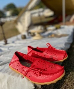 ATC Side Tie Laser Cut Round-Toe Loafers - MAMA LOVE