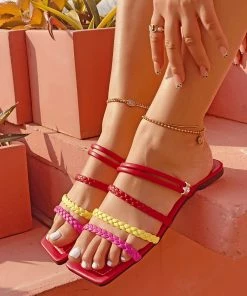 HT En Bloom | REVERE WOVEN SLIDES RED NEW ARRIVALS