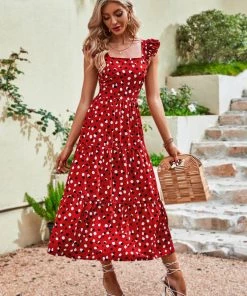 DY FAUNA MAXI DRESS - RED PRINT
