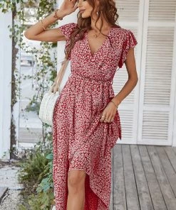 DY New In Clothing MARNIE MIDI DRESS - RED PRINT