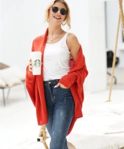 MY Smaibulun | Red Batwing Easy On Cardigan New In Clothing