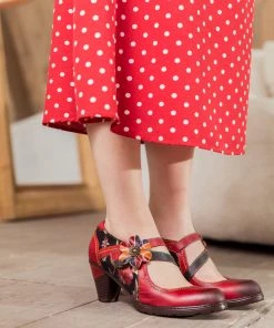 RXD SOFFIA | Crimson Flower Appliqued Leather Mary Jane 12 RXD SOFFIA | Crimson Flower Appliqued Leather Mary Jane